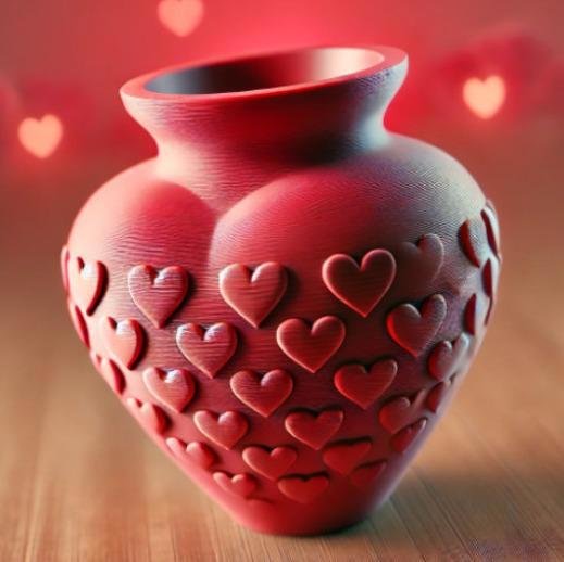 Valentine Heart Pattern Decorative Vase for Romantic Home Decor