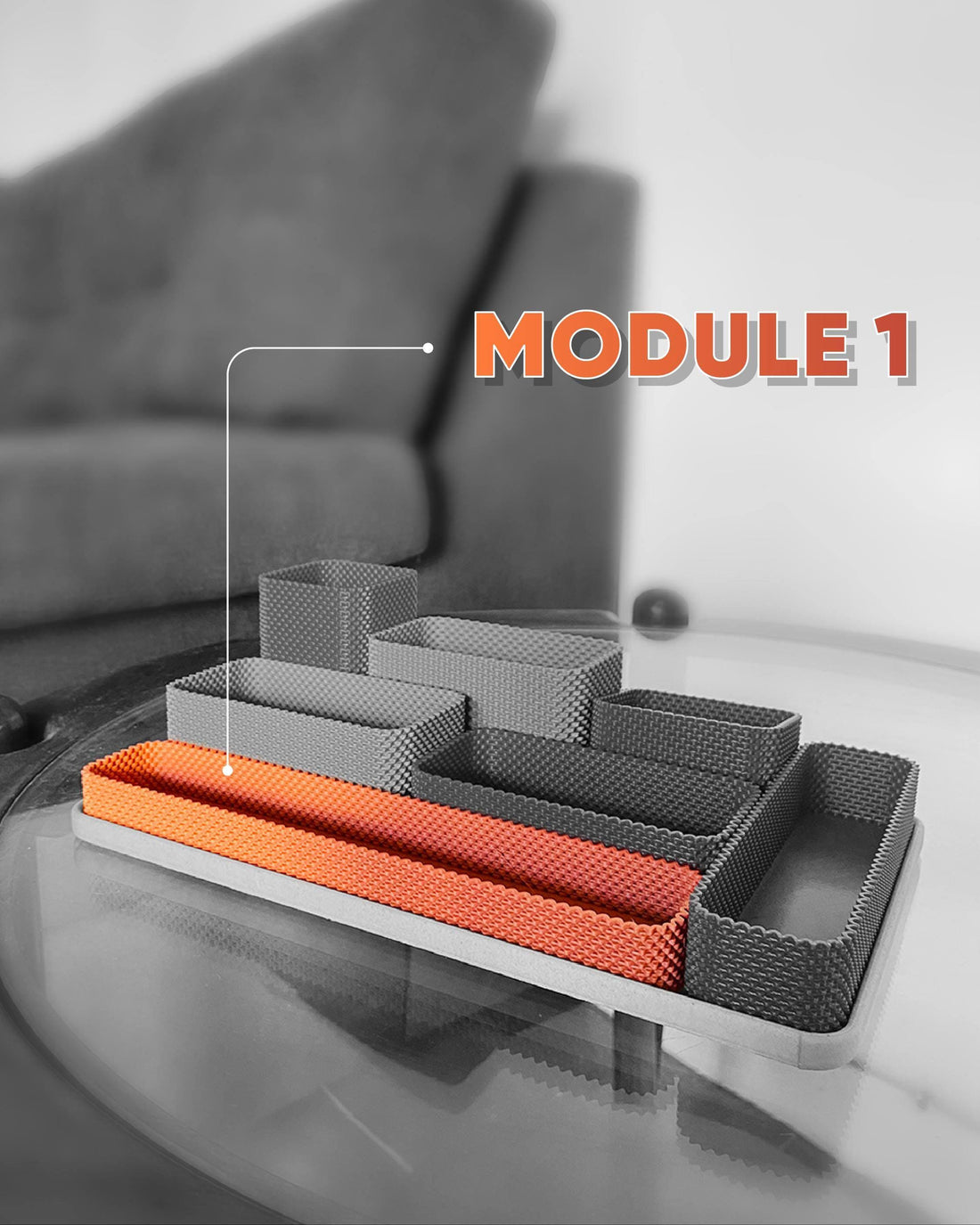 Modular Desk Organizer – Coregrid Bundle 2, RippleMesh Modern Office Decor