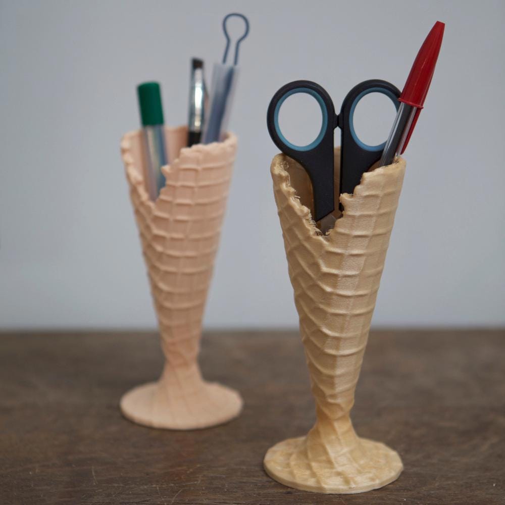 Desk Organizer Pen Holder – Fun Ice Cream Cone Stand Decor