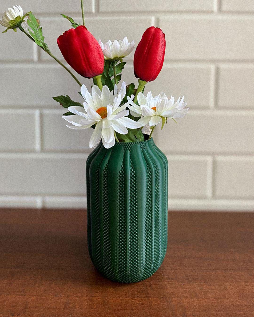 Textured Green Vase | Modern Minimalist Decor, 7.5 inch