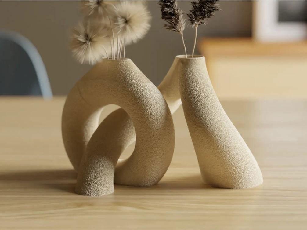 Interlocking Toroidal Vases V2 | Modern Sculptural Vase Set | Minimalist Loop Vase | Contemporary Home Decor