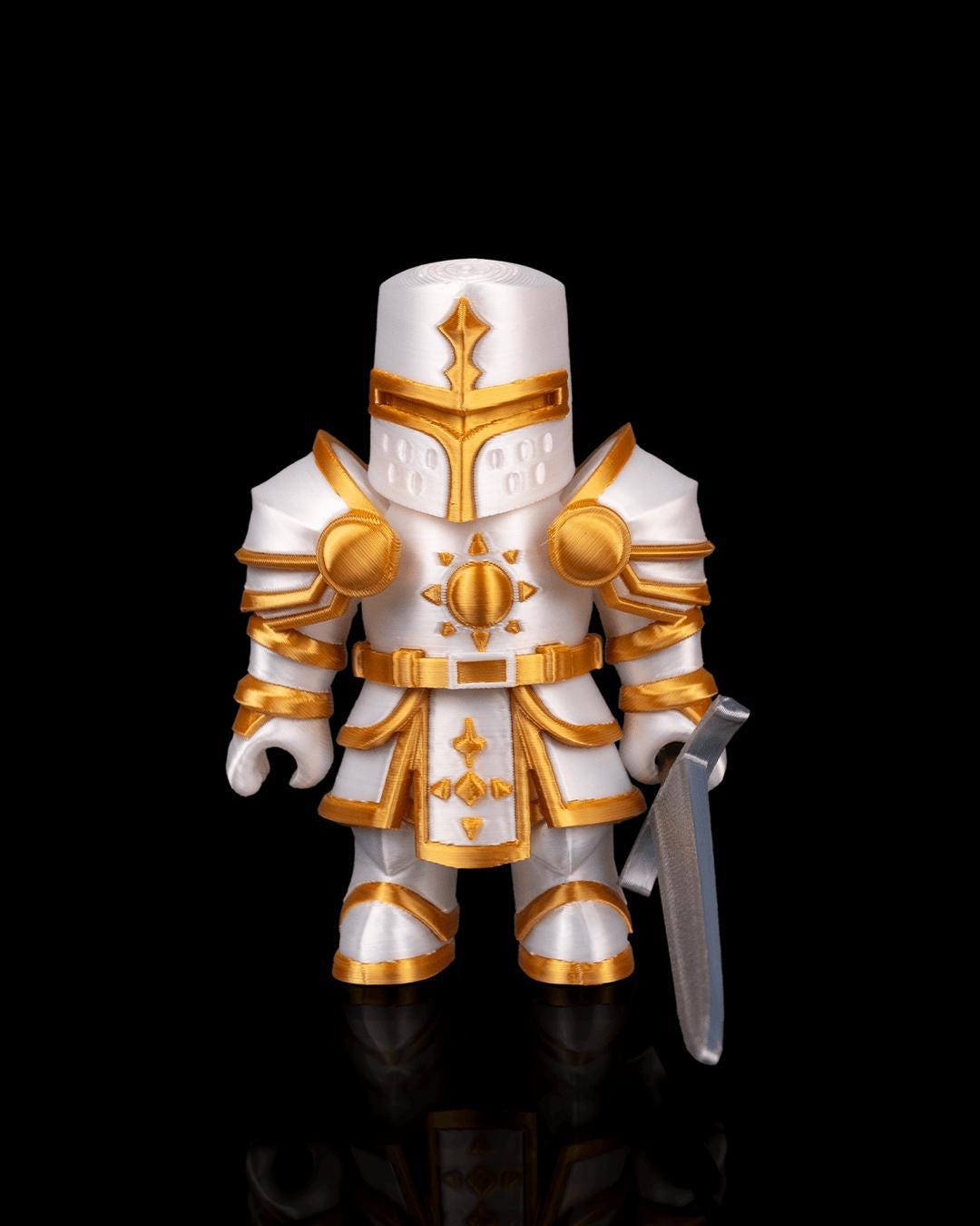 Multicolor 3D Printed Crusader Figurine – Paladin Knight Mini Statue, Fantasy RPG Decor
