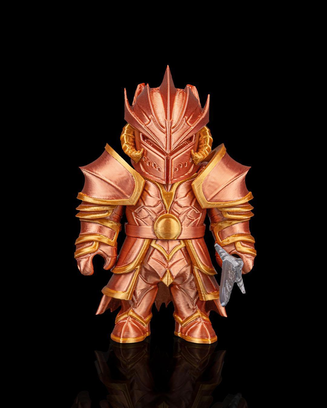 Draconic Knight Figurine – Multicolor 3D Printed Warrior Statue – Fantasy RPG Desk Decor