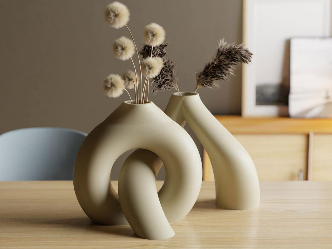 Interlocking Toroidal Vase Set – Sculptural Minimalist Decor – Modern Centerpiece Vases