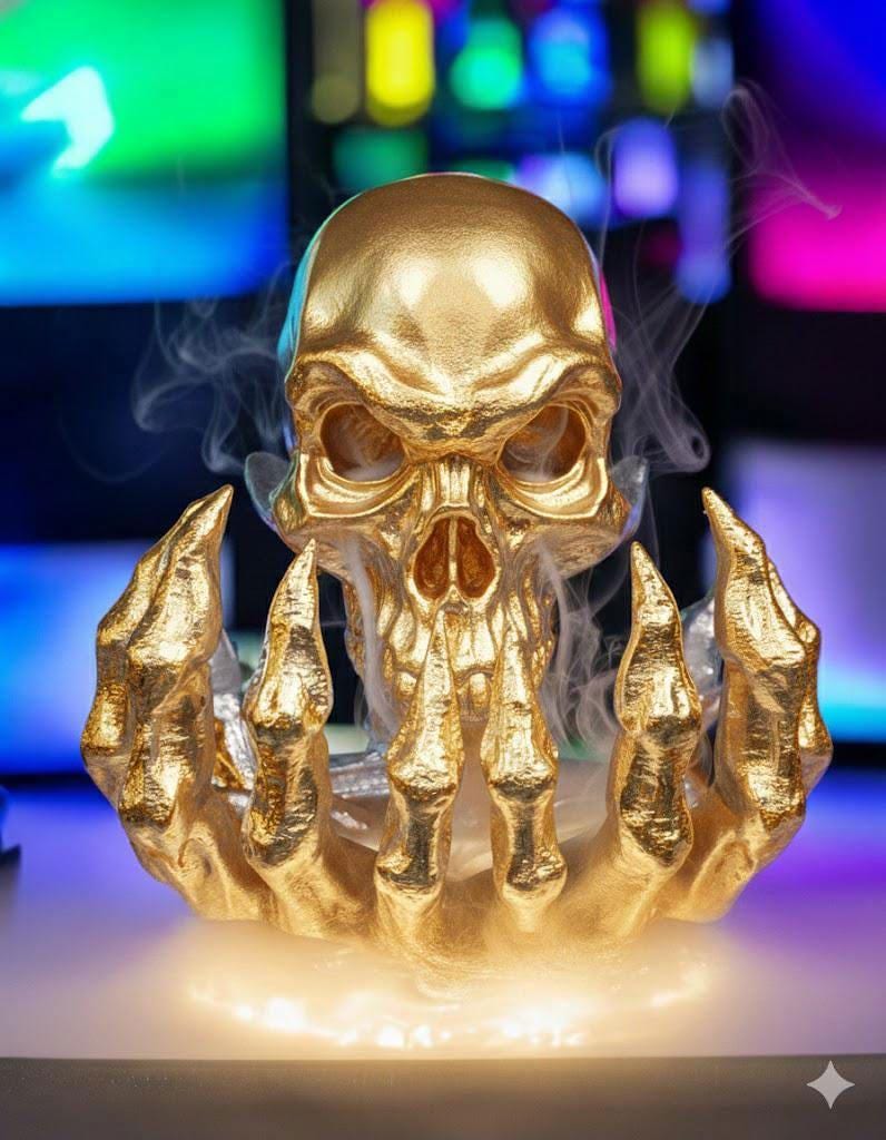 The Phantom Backflow Burner – Handmade Gothic Skull Incense Holder