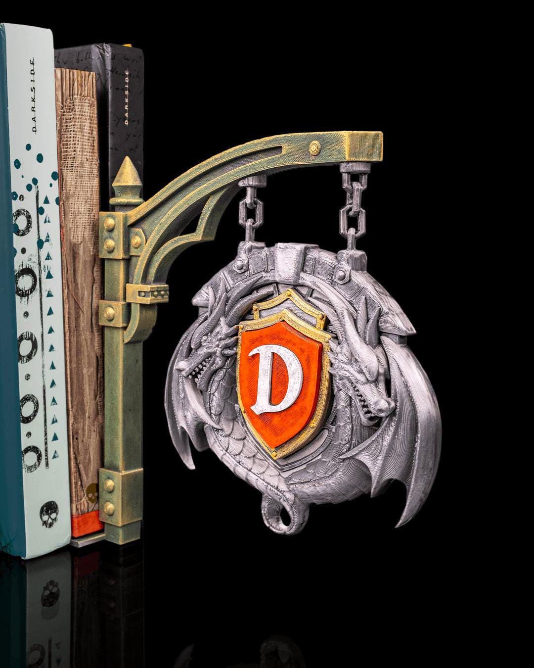 Hand Painted Medieval Shelf Marker – Fantasy Bookshelf Decor, Genre Divider