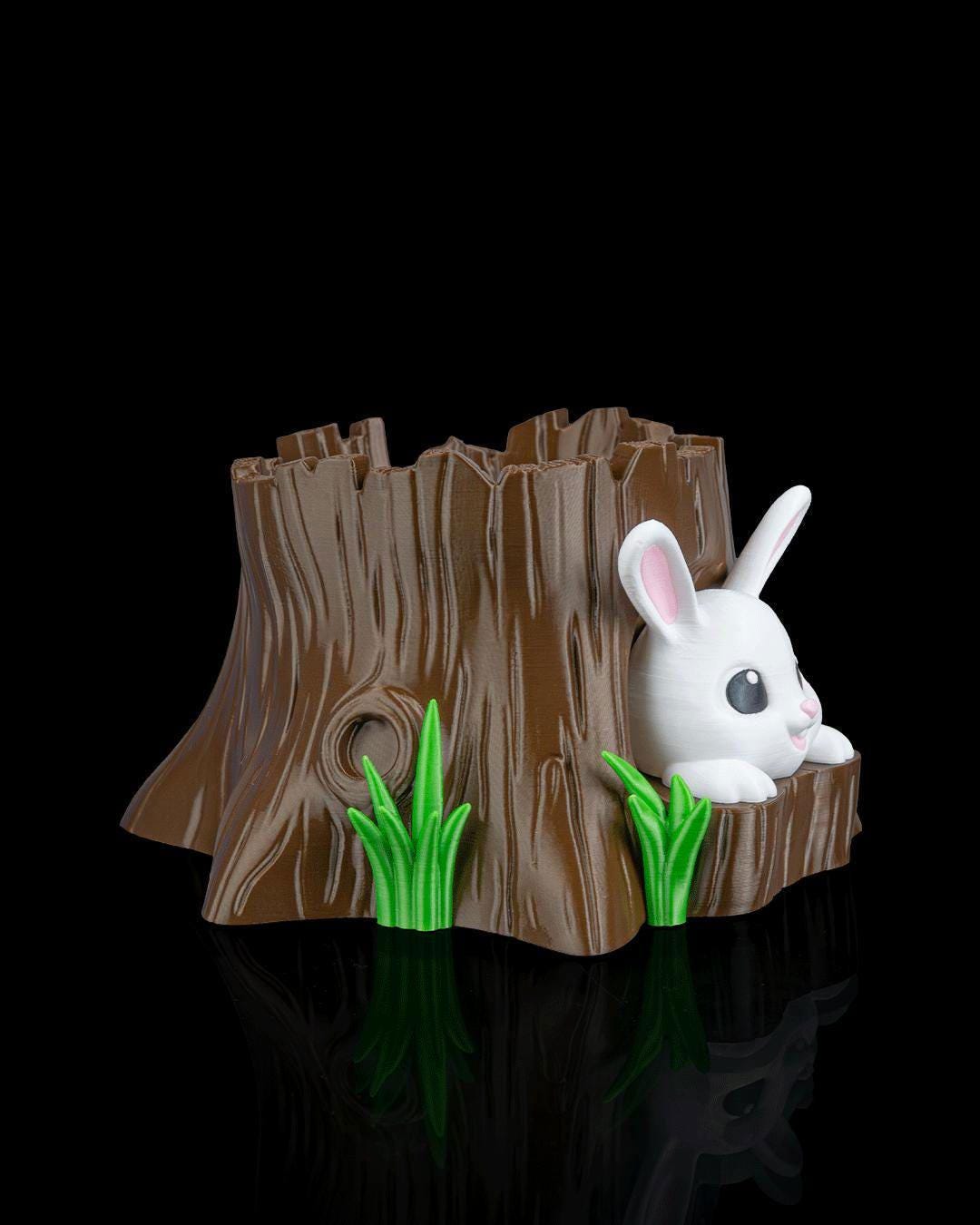 Easter Bunny Tree Stump Candy Bowl – Spring Table Decor Centerpiece