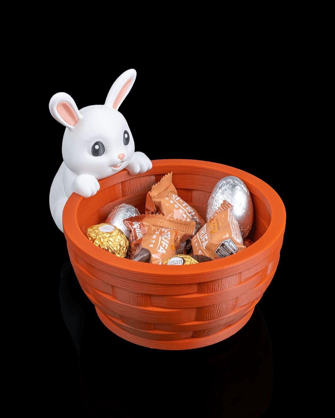 Woven Bunny Easter Basket – Peeking Rabbit Candy Holder, Spring Table Decor