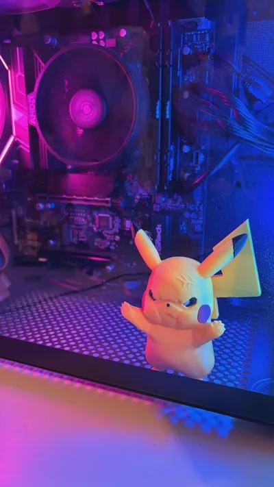 Cute Picachu Style Figure, Chibi Collectible, Multicolor Display Piece, Handmade Gift, Cartoon Inspired Desk Decor
