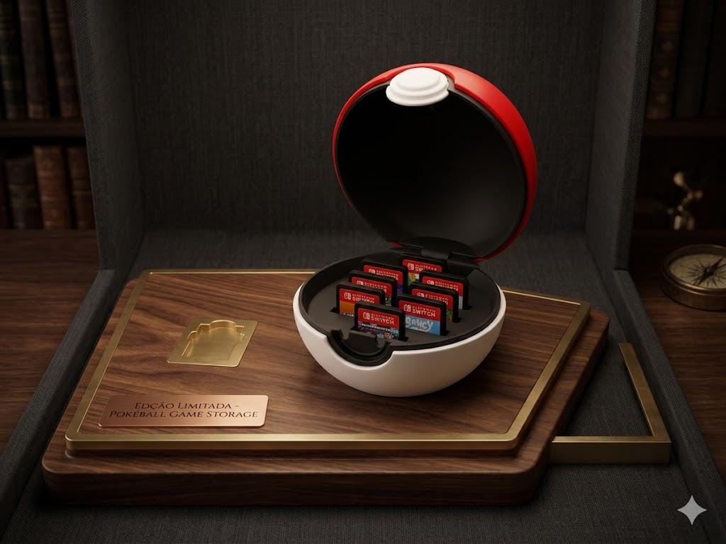 Pokeball Game Holder – Switch Cartridge Case, 3D Printed PLA Organizer