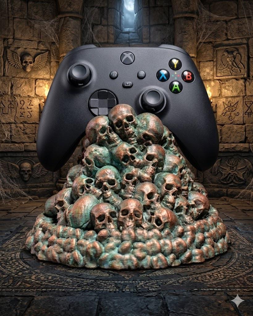Skull Controller Holder Stand, Gothic Gaming Decor, Horror Desk Organizer