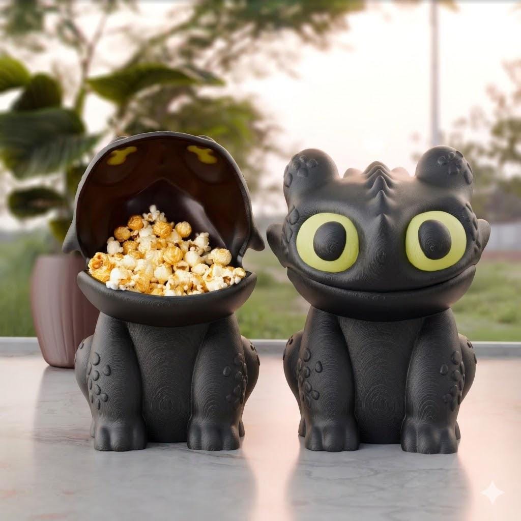 Dragon Popcorn Bowl, Fantasy Snack Holder, Movie Night Decor, Biodegradable Material