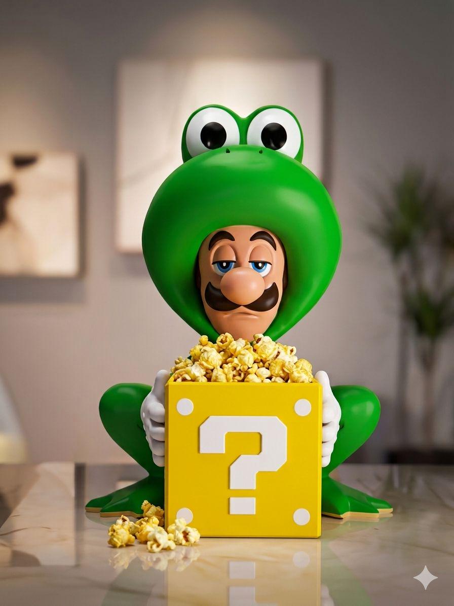 Luigi Frog Popcorn Bucket - Galaxi | 3D Collectible Popcorn Holder | Gamer Cinema Decor