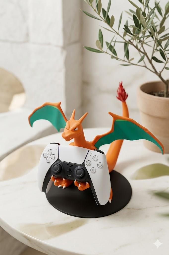 Epic Charizard Controller Holder – 3D Printed Style Gaming Desk Decor