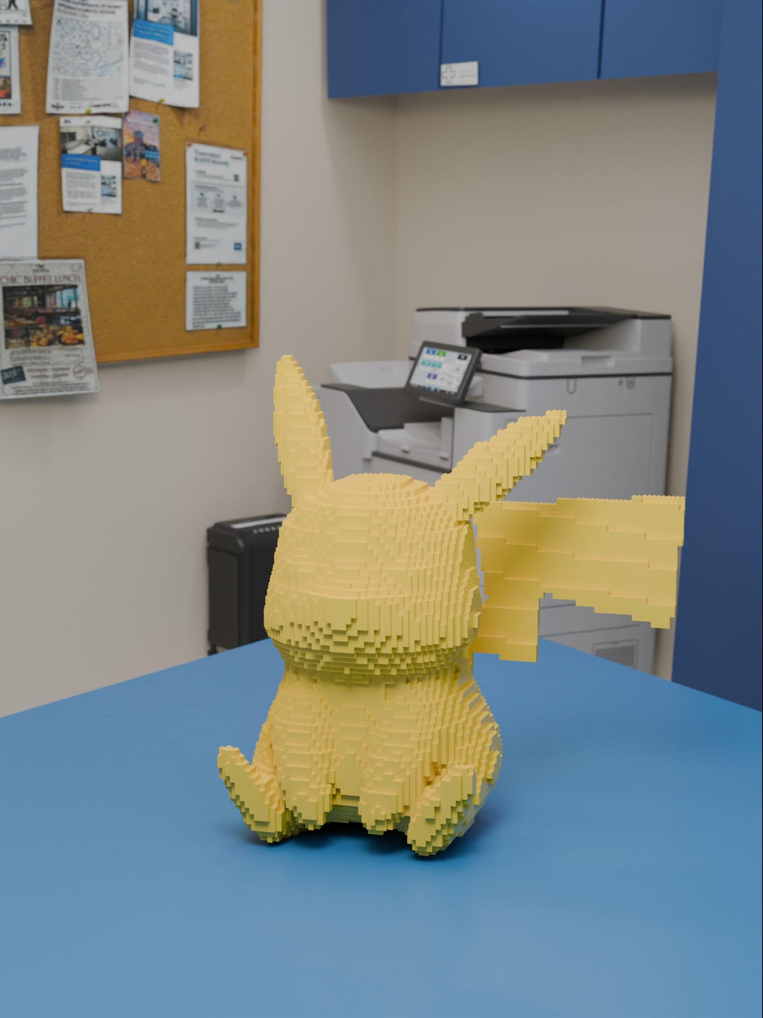 Pixelated Yellow Mouse Sculpture - 3D Printed Brick Style Figure - Unique Geek Decor - Art Statue for Gaming Desk and Office