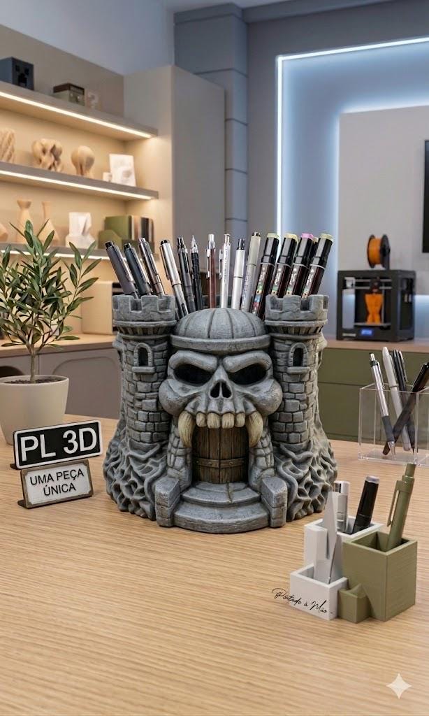 Castle Greyskull Desk Organizer | He-Man Masters of the Universe Office Storage | 3D Printed